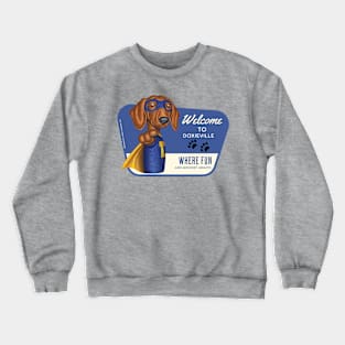 Funny Dachshund Superhero in blue suit Crewneck Sweatshirt